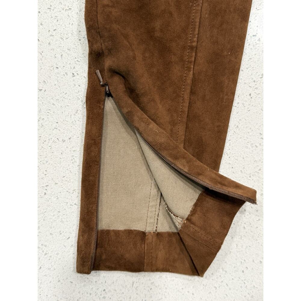 VTG Polo Ralph Lauren Lamb Suede Ankle Zip Pants Women’s Medium Brown Luxury - Picture 10 of 16